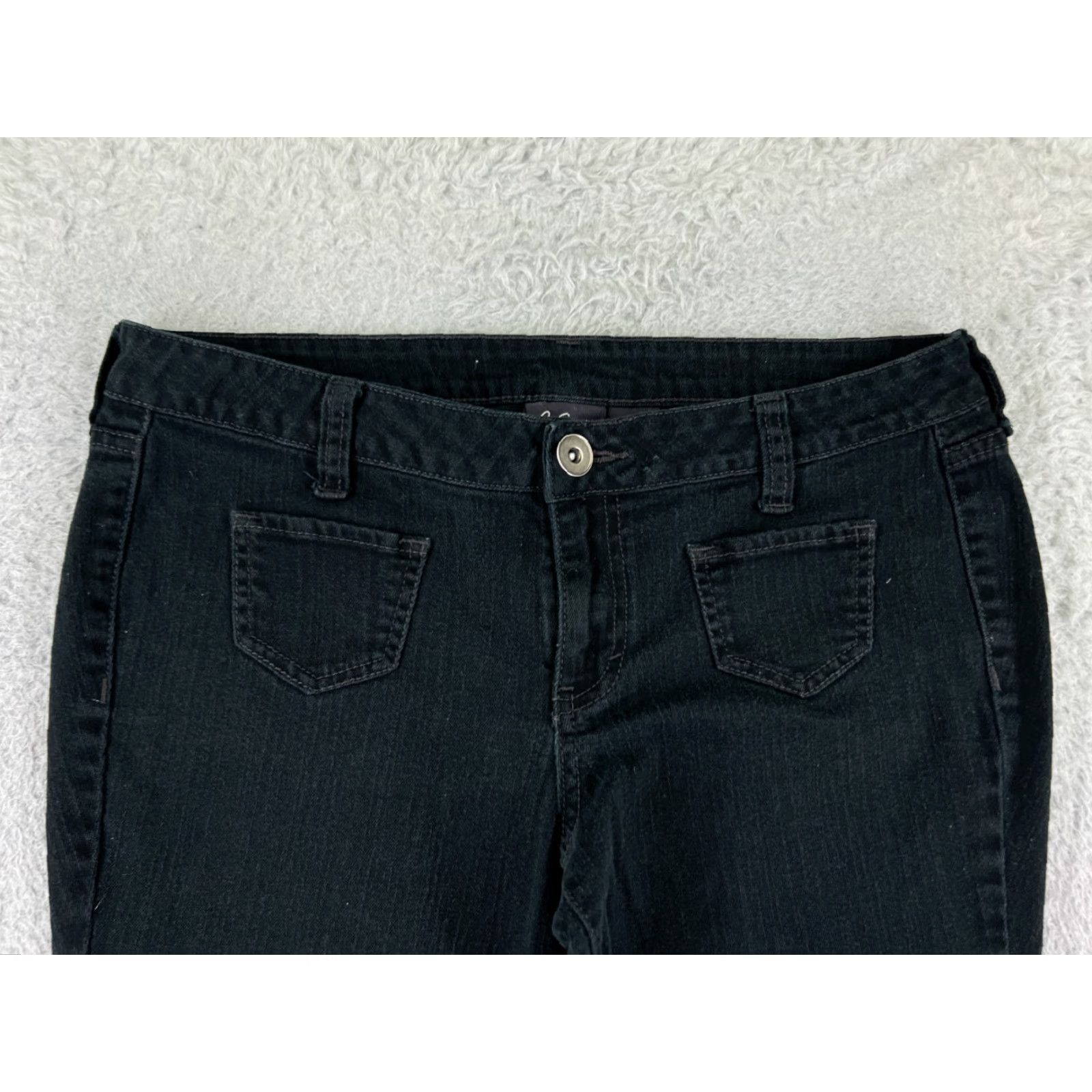 Vintage City Steets Jeans Womens 11 Black Denim Flared Low Rise Cotton Blend 29x29 Size 32" / US 10 / IT 46 - 6 Thumbnail