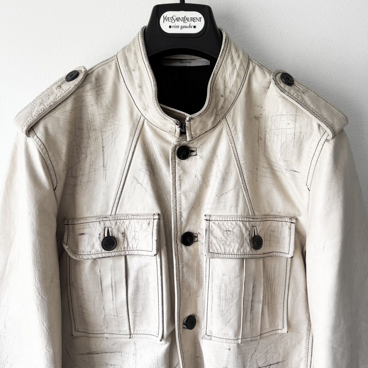 Yves Saint Laurent YSL Rive Gauche Tom Ford SS2002 M65 Military Leather Jacket Size US L / EU 52-54 / 3 - 3 Thumbnail