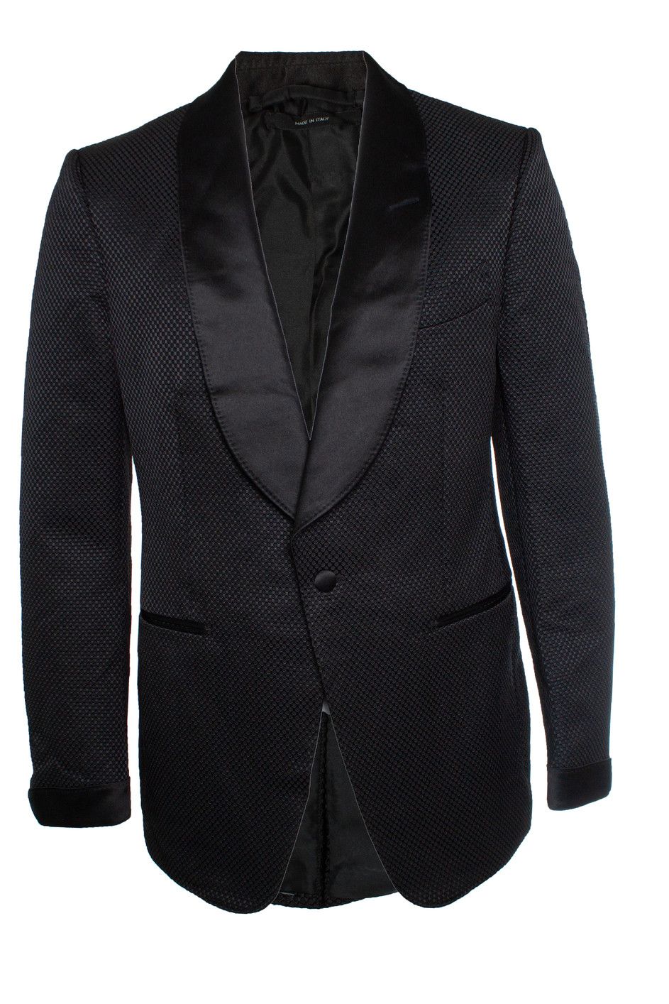Tom Ford Tom Ford, Black Shelton perforated tuxedo jacket Size 52R - 1 Thumbnail