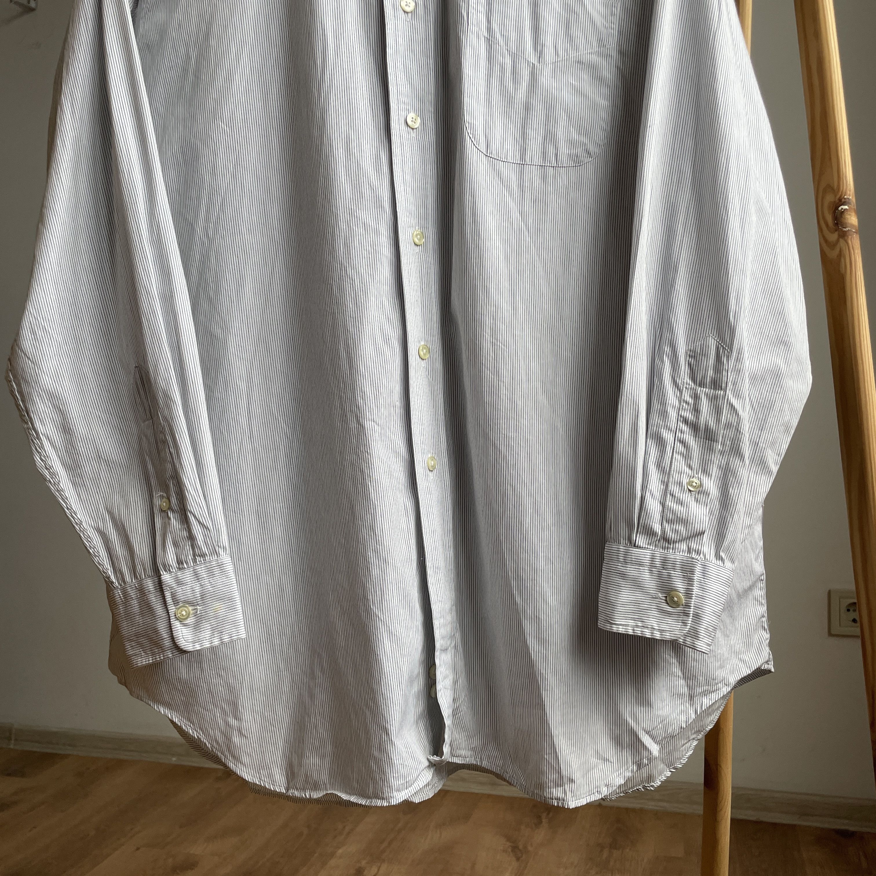 Paul Fredrick Paul Fredrick Made in USA Striped Dress Shirt Size 35 Size 54R - 6 Thumbnail
