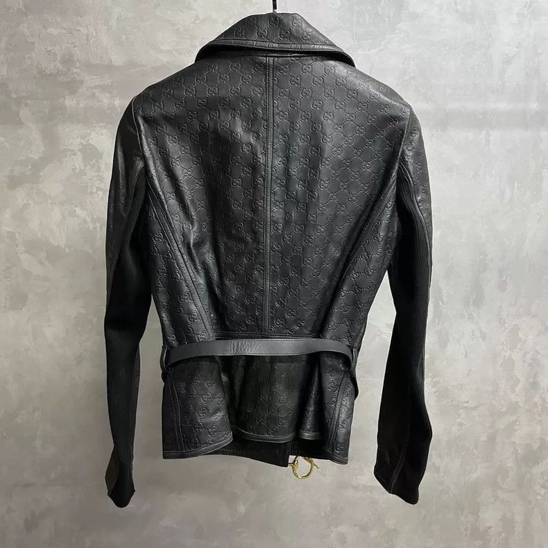 Gucci Gucci Black GG Pattern Embossed Leather Jacket-2506 Size L / US 10 / IT 46 - 5 Thumbnail