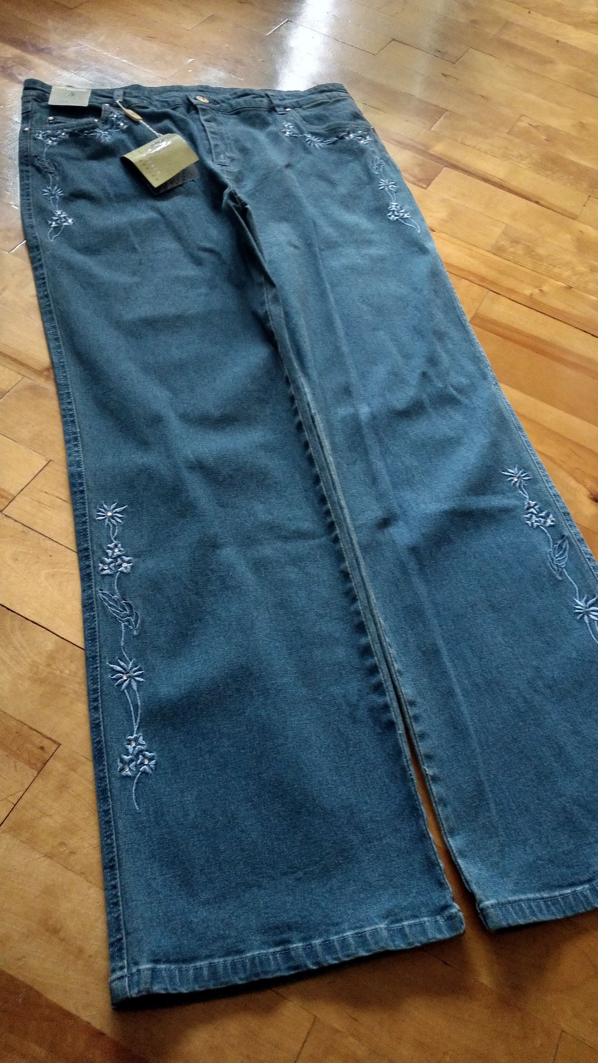 Japanese Brand × Vintage Embroidered Flower Flared Pants y2k opium raver Vintage Wide Size 35" - 5 Thumbnail