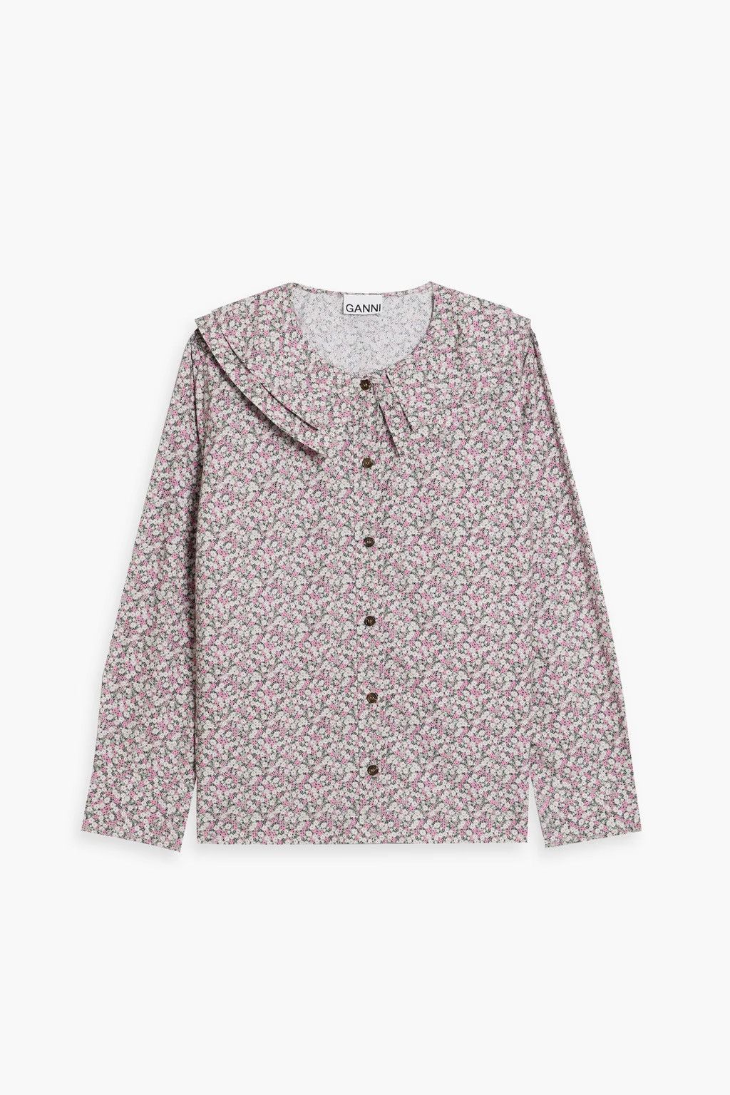 Ganni GANNI Floral-print 100% Organic Cotton-poplin Shirt Size XS / US 0-2 / IT 36-38 - 2 Thumbnail