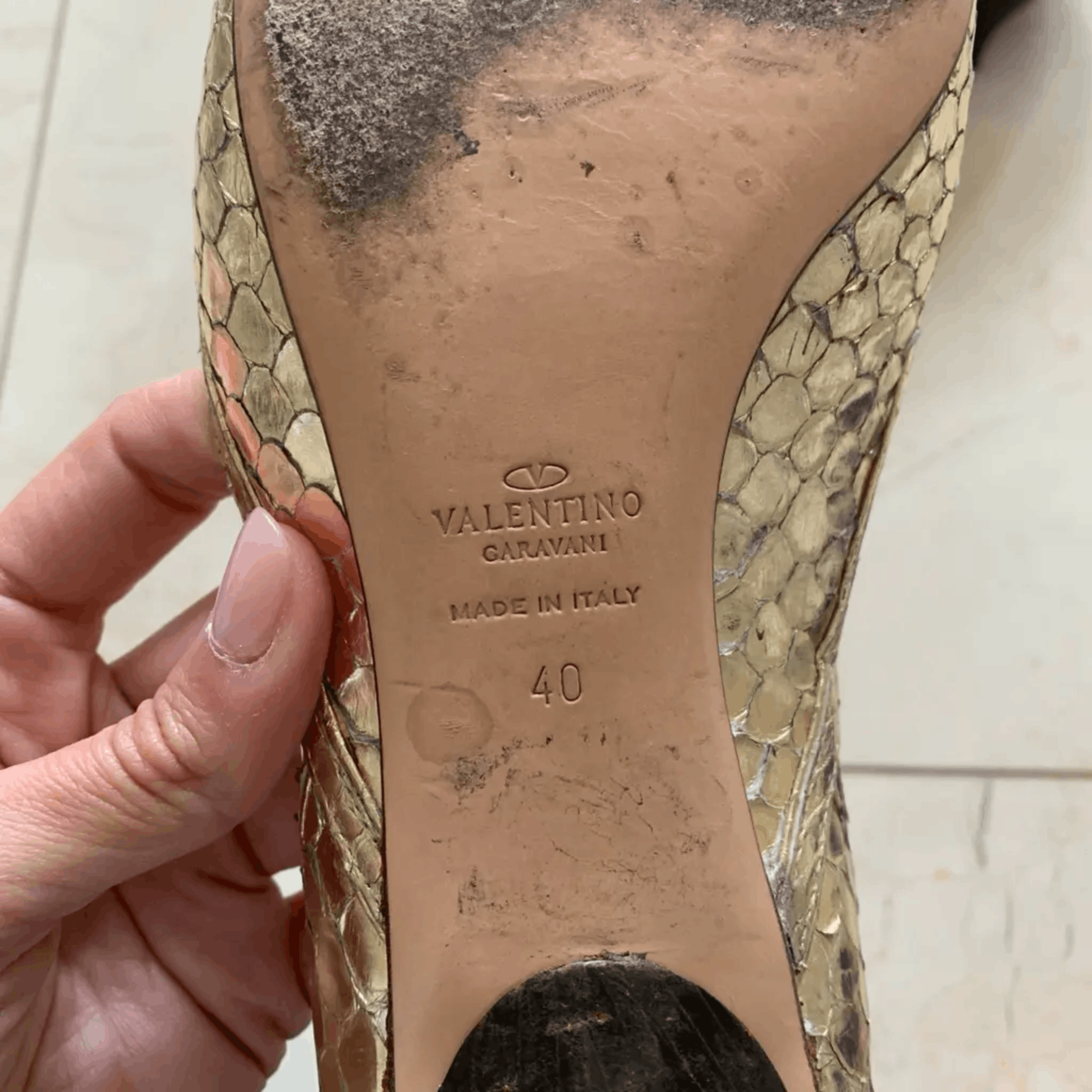 Valentino Valentino Garavani Python Leather Kitten Heels Gold Size US 9 / IT 39 - 5 Thumbnail