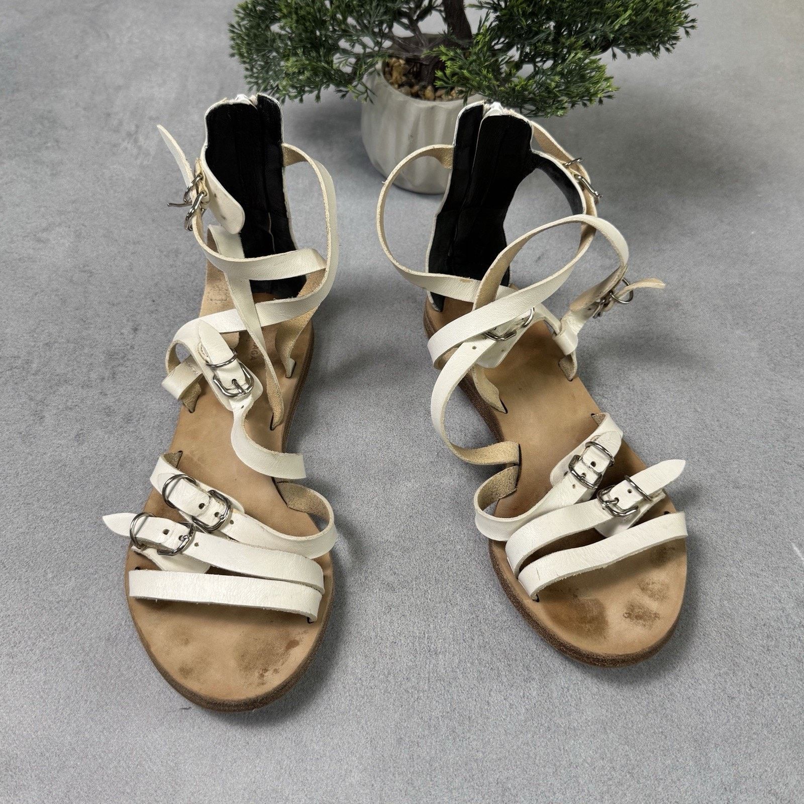 Balenciaga Balenciaga Bickle White Leather Gladiator Ankle Sandals 37 Size US 7 / IT 37 - 1 Thumbnail