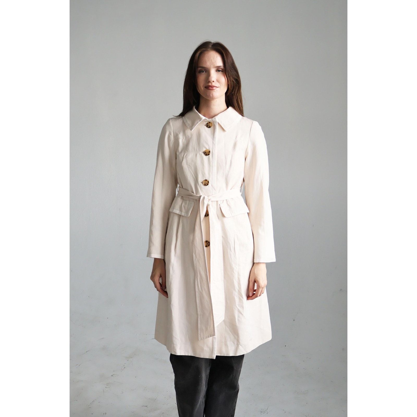 Courreges Vintage Courrèges Cream Lined Belted Trench Coat Size S / US 4 / IT 40 - 2 Thumbnail