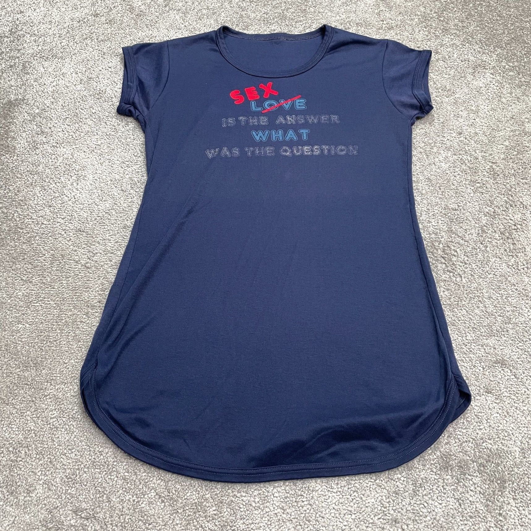 Vintage Unbranded Graphic Tunic T-Shirt Womens Small Navy Blue Crew Neck Casual Stretch Size S / US 4 / IT 40 - 2 Thumbnail