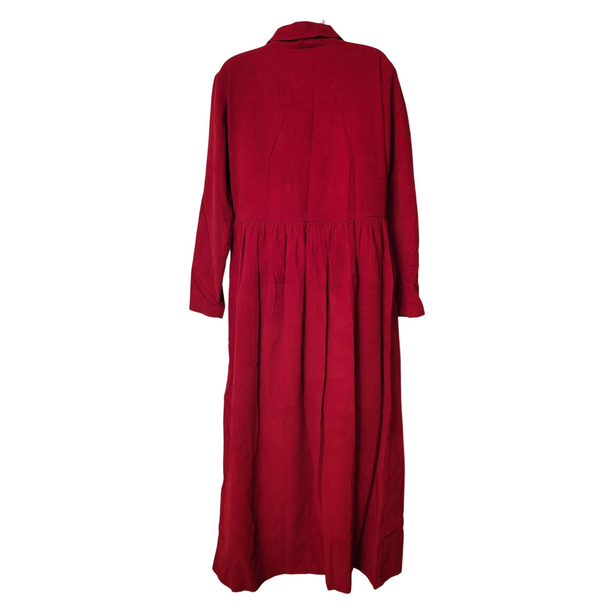 Eddie Bauer Eddie Bauer S Red Corduroy Long Sleeve Button Up Maxi Dress Size S / US 4 / IT 40 - 4 Thumbnail