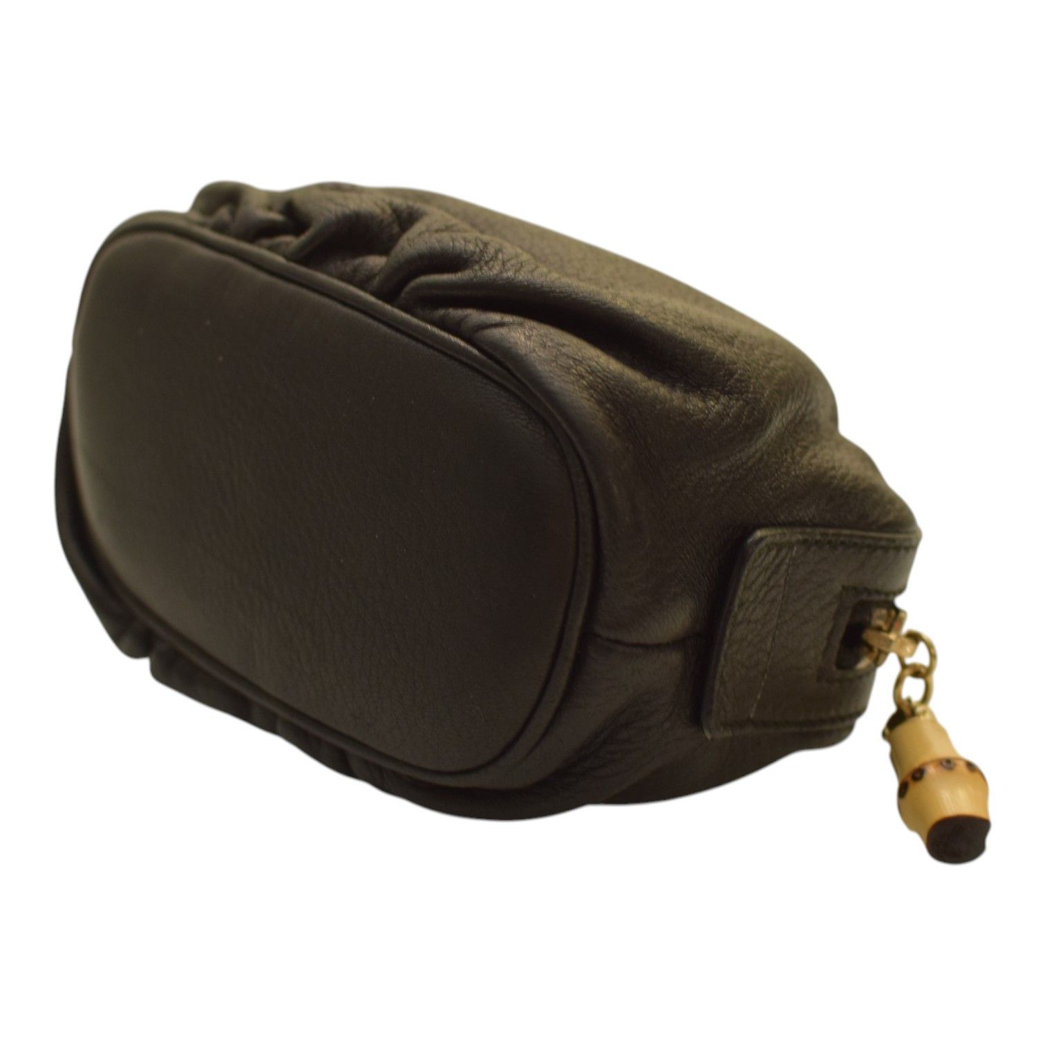 Gucci GUCCI Vintage Black Leather Bamboo Zip Clutch Bag in black Size ONE SIZE - 10 Thumbnail