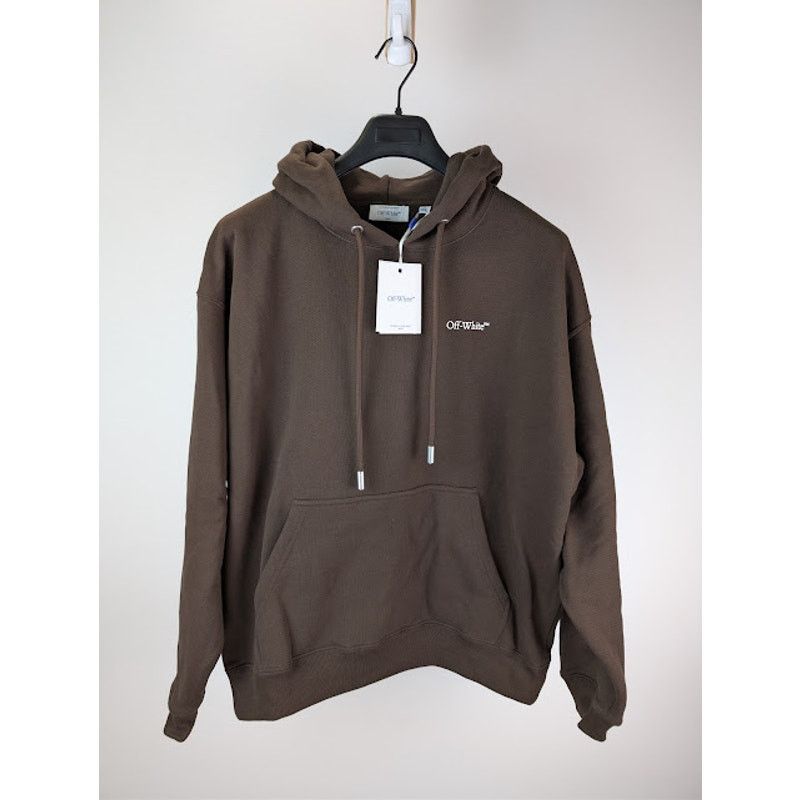 Off-White o1rshd1 Logo Skate Hoodie in Chocolate / White Size US M / EU 48-50 / 2 - 2 Thumbnail