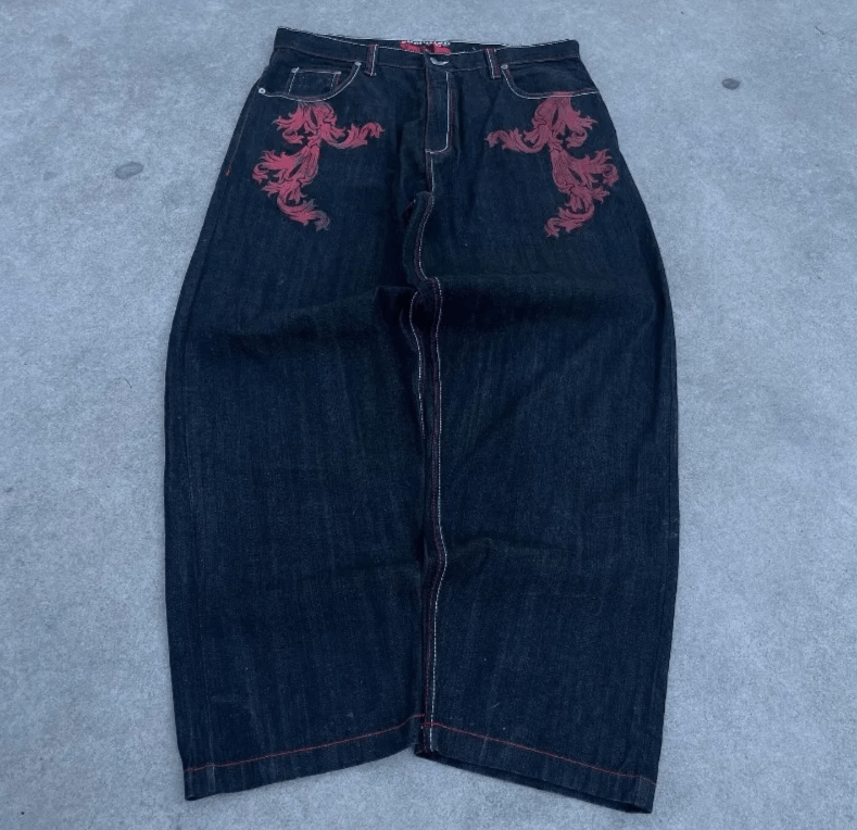 Japanese Brand Geometric Pattern Print Baggy Jeans Size US 32 / EU 48 - 3 Thumbnail