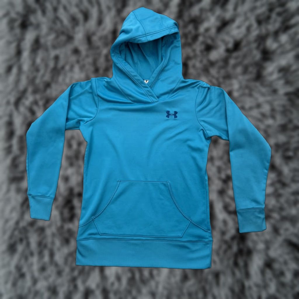 Under Armour Under Armour Hoodie Womens Small Blue Pullover Kangaroo Pocket Lightweight Athletic Sports Outdoor Logo Size S / US 4 / IT 40 - 1 Thumbnail