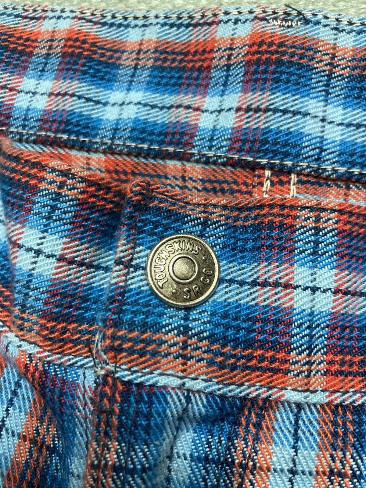 Vintage 1970s sears flare pants toughskins plaid wide hippie 29x25 Size 29" - 4 Thumbnail