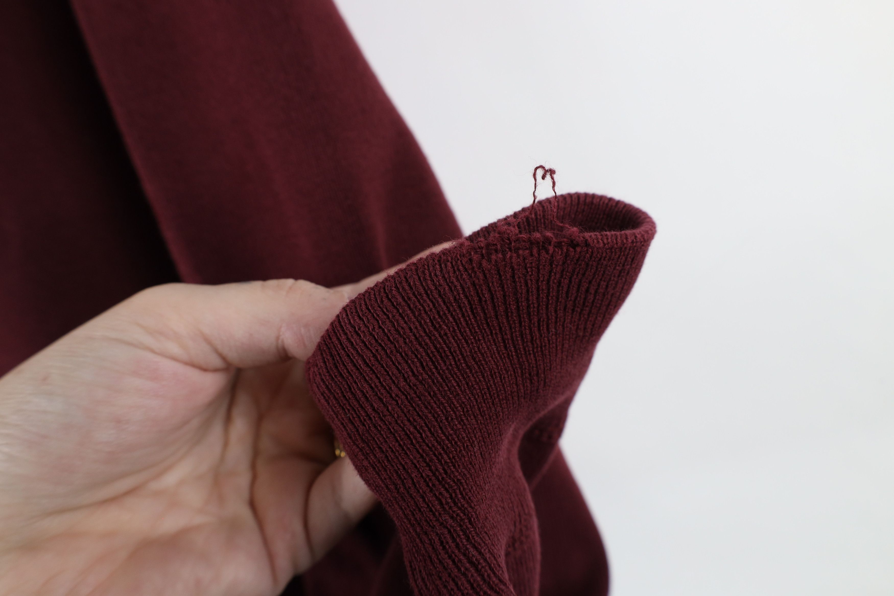 Ralph Lauren × Vintage Vintage 90s Ralph Lauren Cotton Ribbed Knit Sweater Burgundy Size US M / EU 48-50 / 2 - 5 Thumbnail