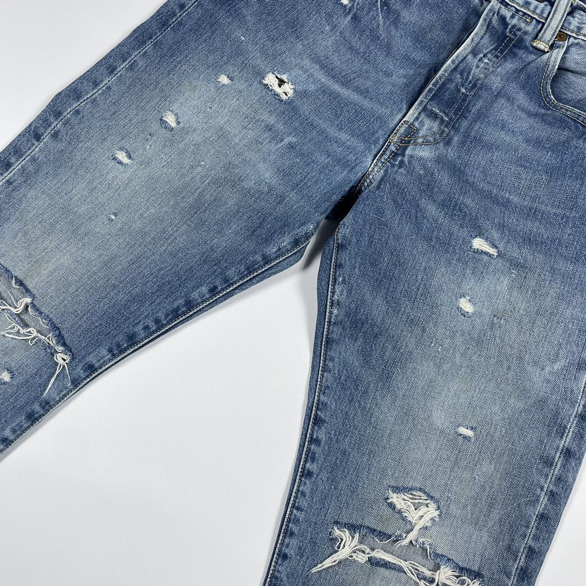 Levi's Levi’s 501CT Light Blue Wash Denim Ripped Slim Jeans Custom Size US 29 - 7 Thumbnail