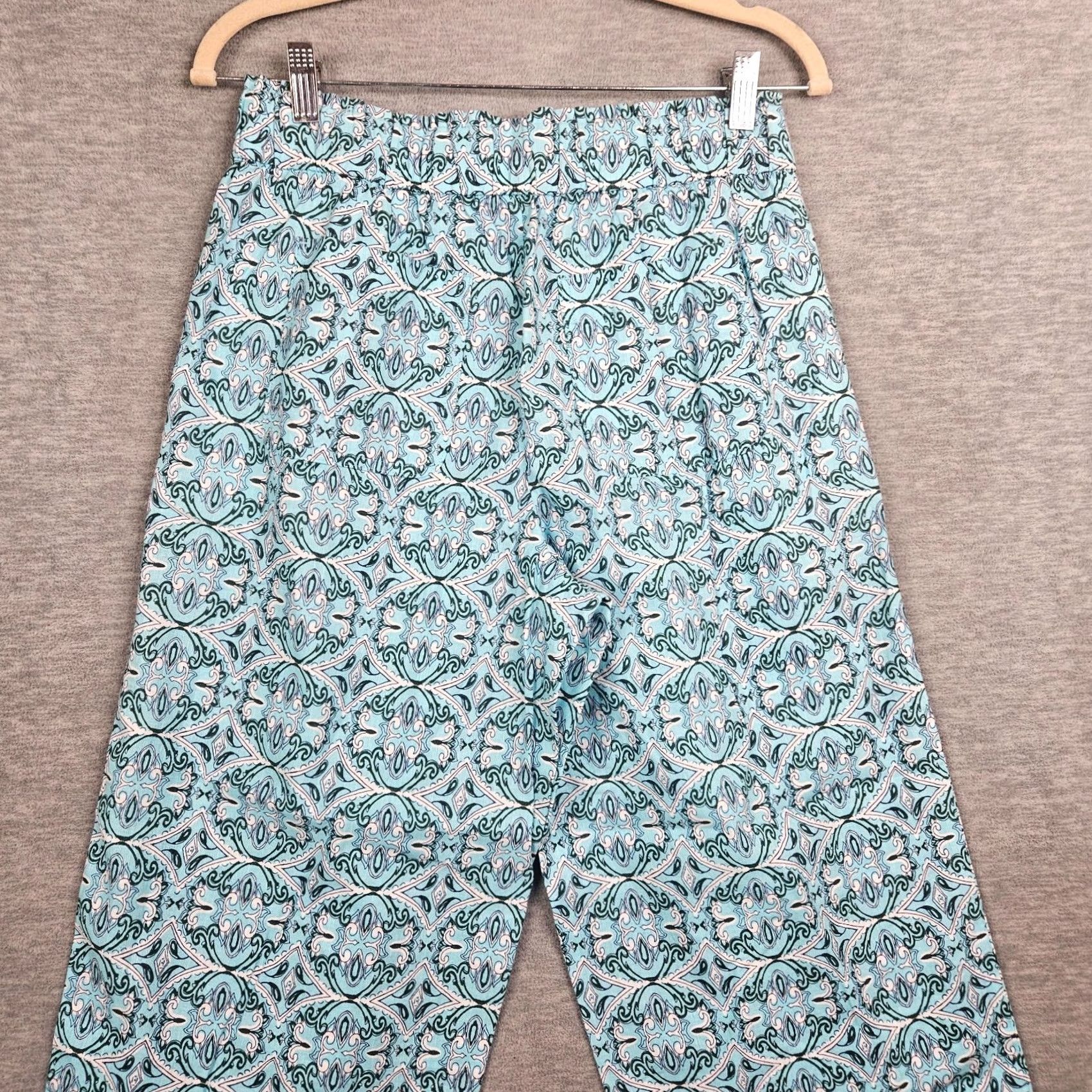 Talbots Talbots Women's Pants Cropped Floral Cotton Linen Wide-Leg Pull On Sz S Blue Spring Summer Vintage: No Size 28" / US 6 / IT 42 - 7 Thumbnail
