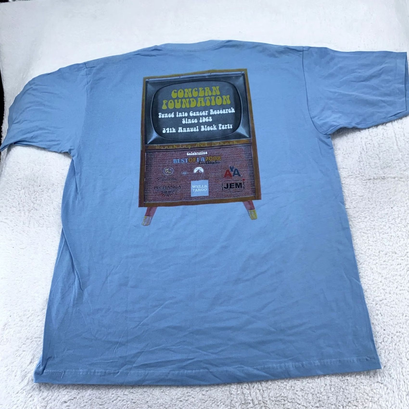 Vintage Concern Foundation Block Party Shirt Mens XL Cancer Research 2008 Charity Tee Blue Graphic Print Short Sleeve Crew Neck Cotton Vintage: No Size US XL / EU 56 / 4 - 4 Thumbnail