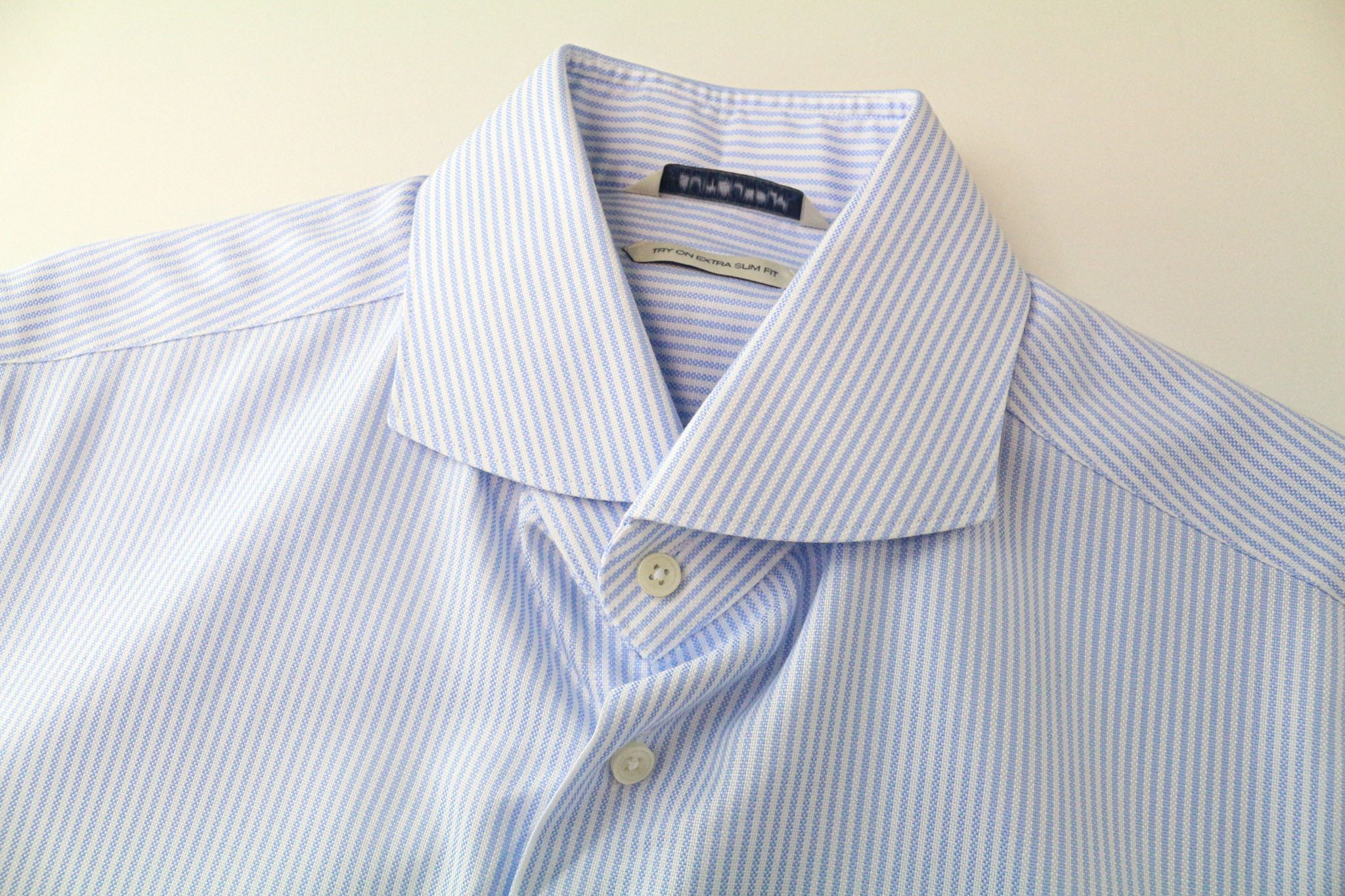 Suitsupply 40L/15 3/4L Extra Slim Blue Cotton Cutaway Shirt 76761 Size 40L - 3 Thumbnail