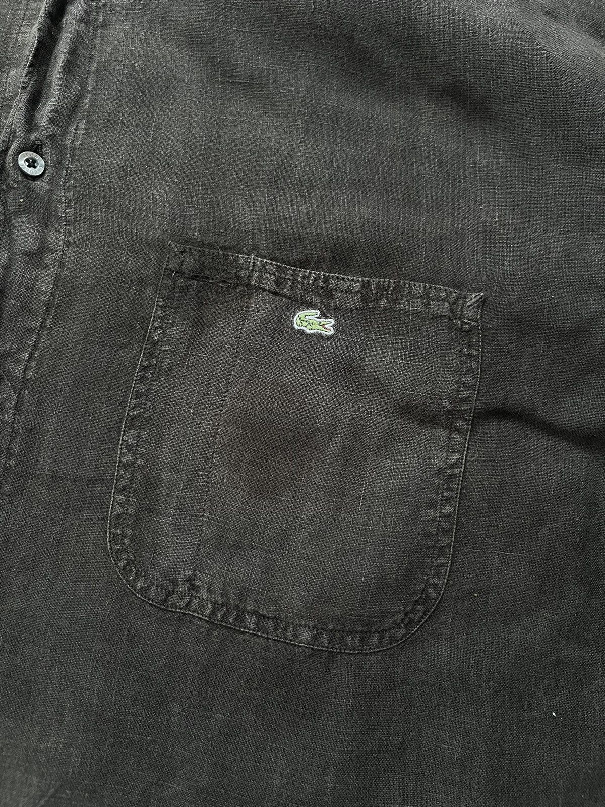 Lacoste Vintage Lacoste Brown 100% linen shirt short sleeve size 46 Size US XXL / EU 58 / 5 - 3 Thumbnail
