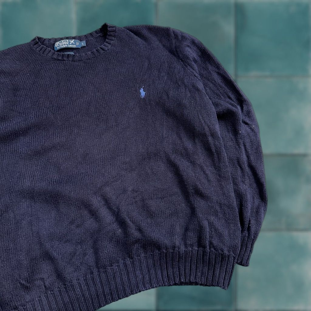 Polo Ralph Lauren VINTAGE Polo Ralph Lauren Knit Crew Neck Sweater Blue Long Sleeve Cotton Size L Mens VTG 90s Size US L / EU 52-54 / 3 - 1 Thumbnail