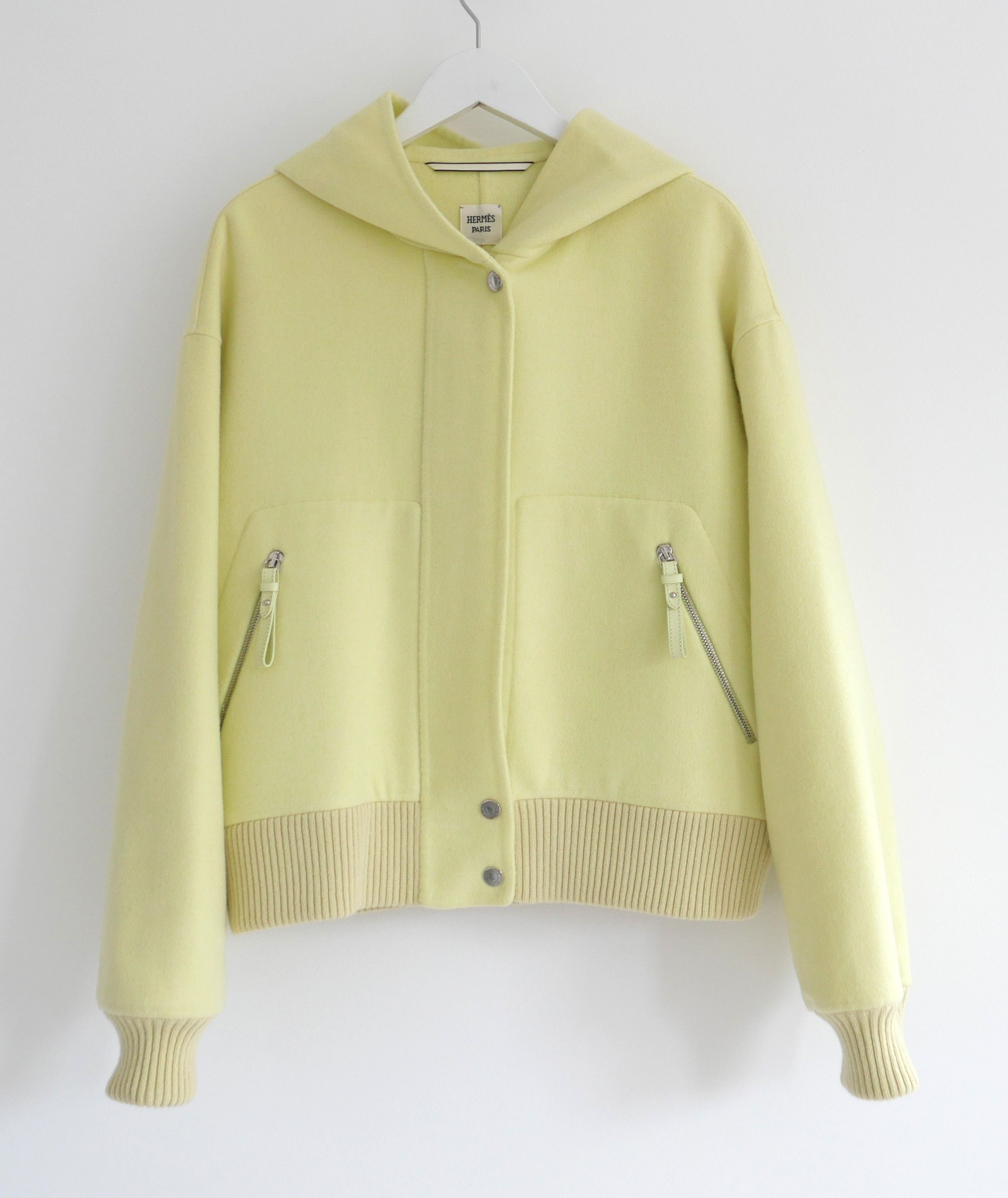 Hermes Hermes Acid Yellow Double Faced Cashmere Hooded Jacket Size XS / US 0-2 / IT 36-38 - 1 Thumbnail