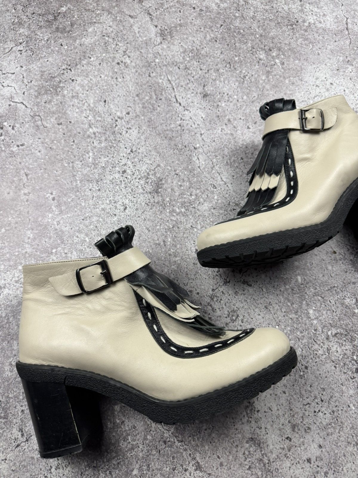 Japanese Brand Vintage Rick Owen’s Style Y2K Leather Fridge Heels Boots 00s Size US 8 / IT 38 - 3 Thumbnail