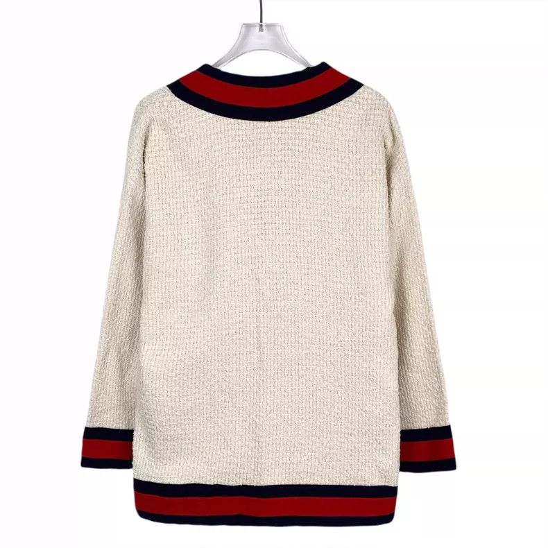 Gucci Gucci Beige striped cotton V-neck long-sleeved braided card Size XS / US 0-2 / IT 36-38 - 2 Thumbnail