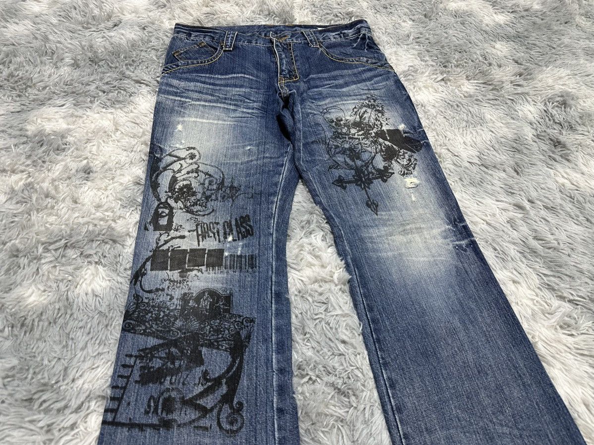 semanticdesign 🔥Ss09 Semantic Design Poem Skull Cross Flared Denim Size US 32 / EU 48 - 2 Thumbnail