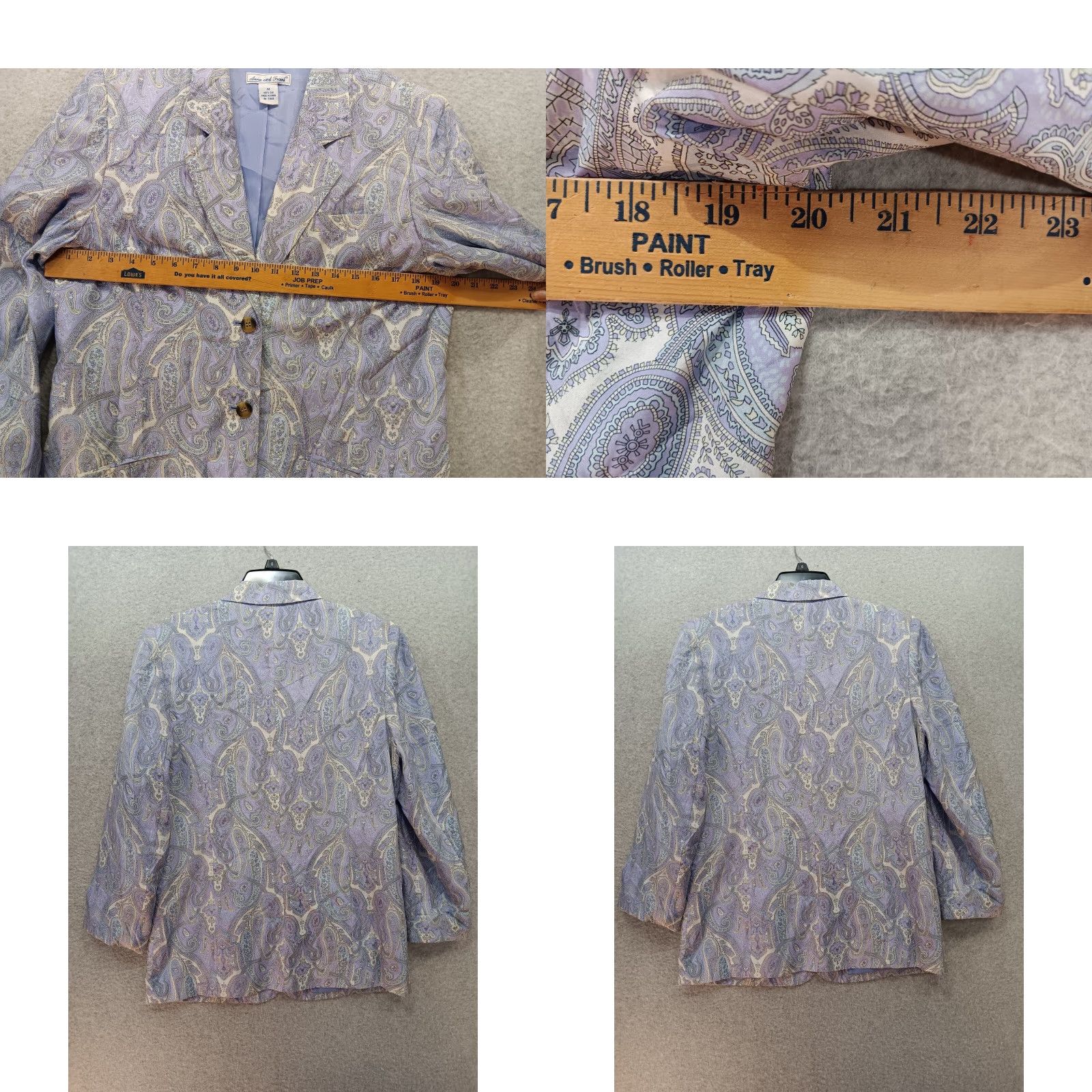 Vintage VINTAGE Anna And Frank Jacket Women's M Paisley Purple 100% Silk Lined 90s Casual Business Party/Cocktail Travel Workwear Size M / US 6-8 / IT 42-44 - 9 Thumbnail