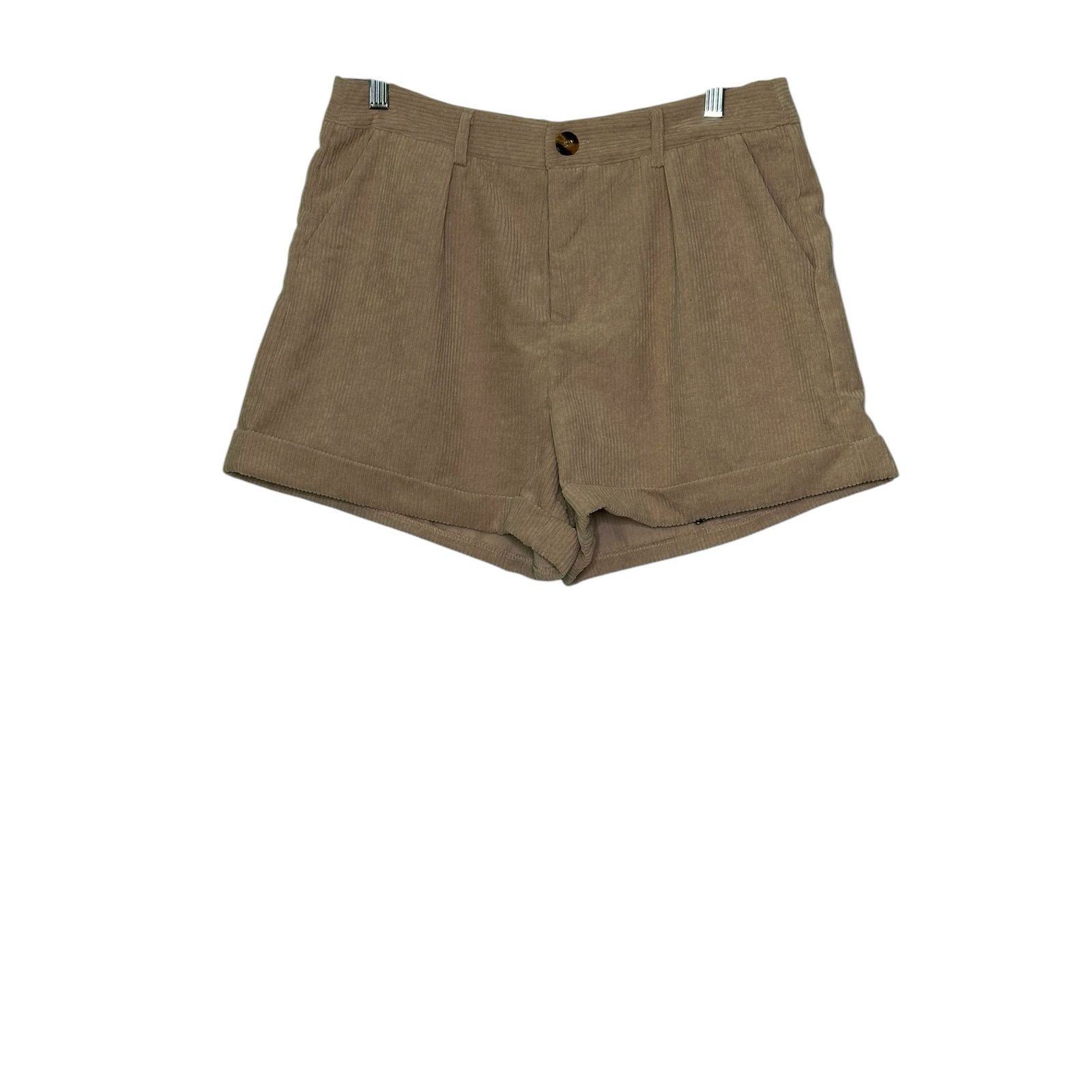 Shein SHEIN beige corduroy pleated cuffed shorts size 8 - 10 Size 32" / US 10 / IT 46 - 7 Thumbnail