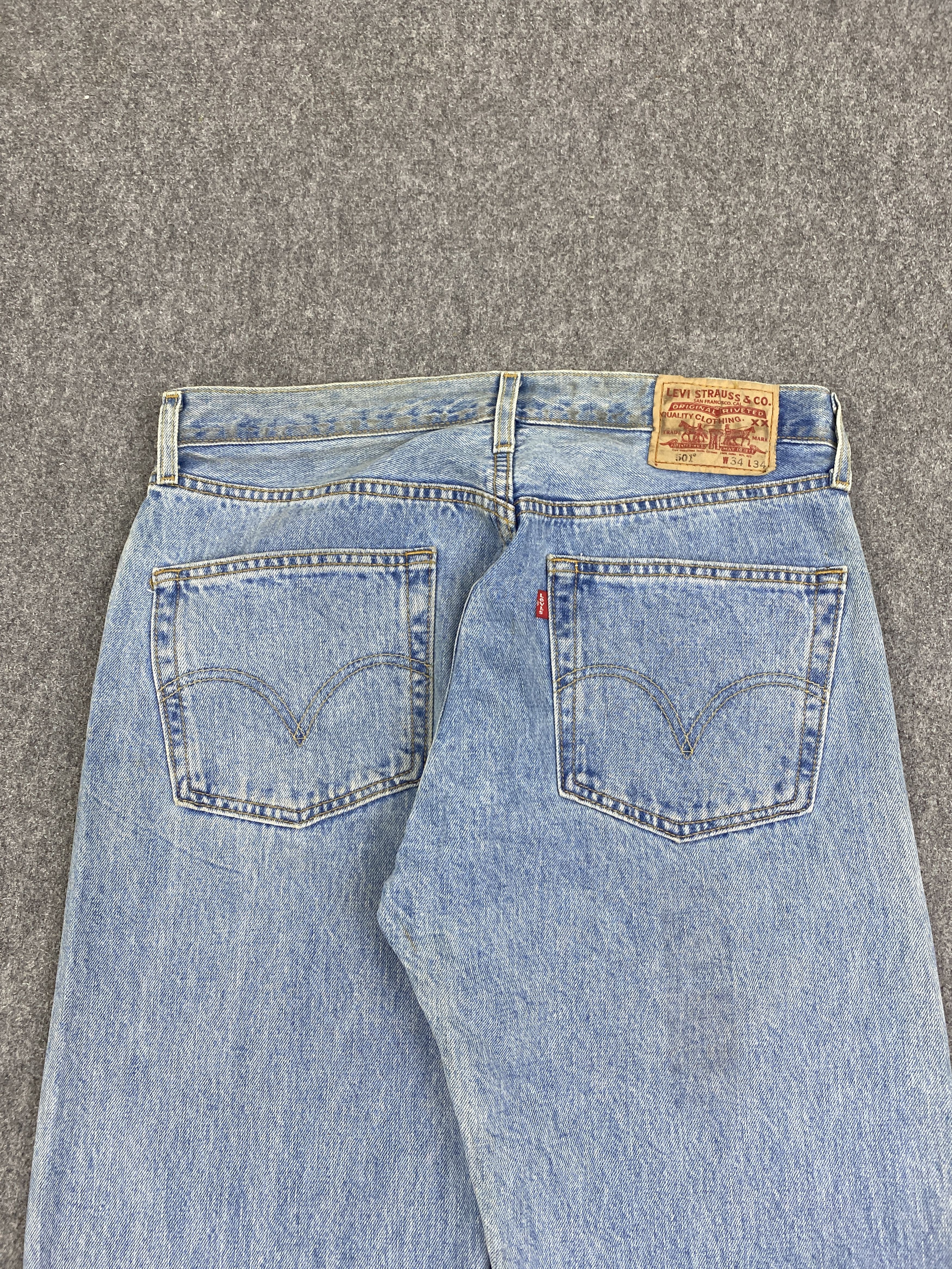 Levi's × Vintage Levis 501 Vintage 90s Faded Blue Jeans DP2814 Size US 34 / EU 50 - 4 Thumbnail