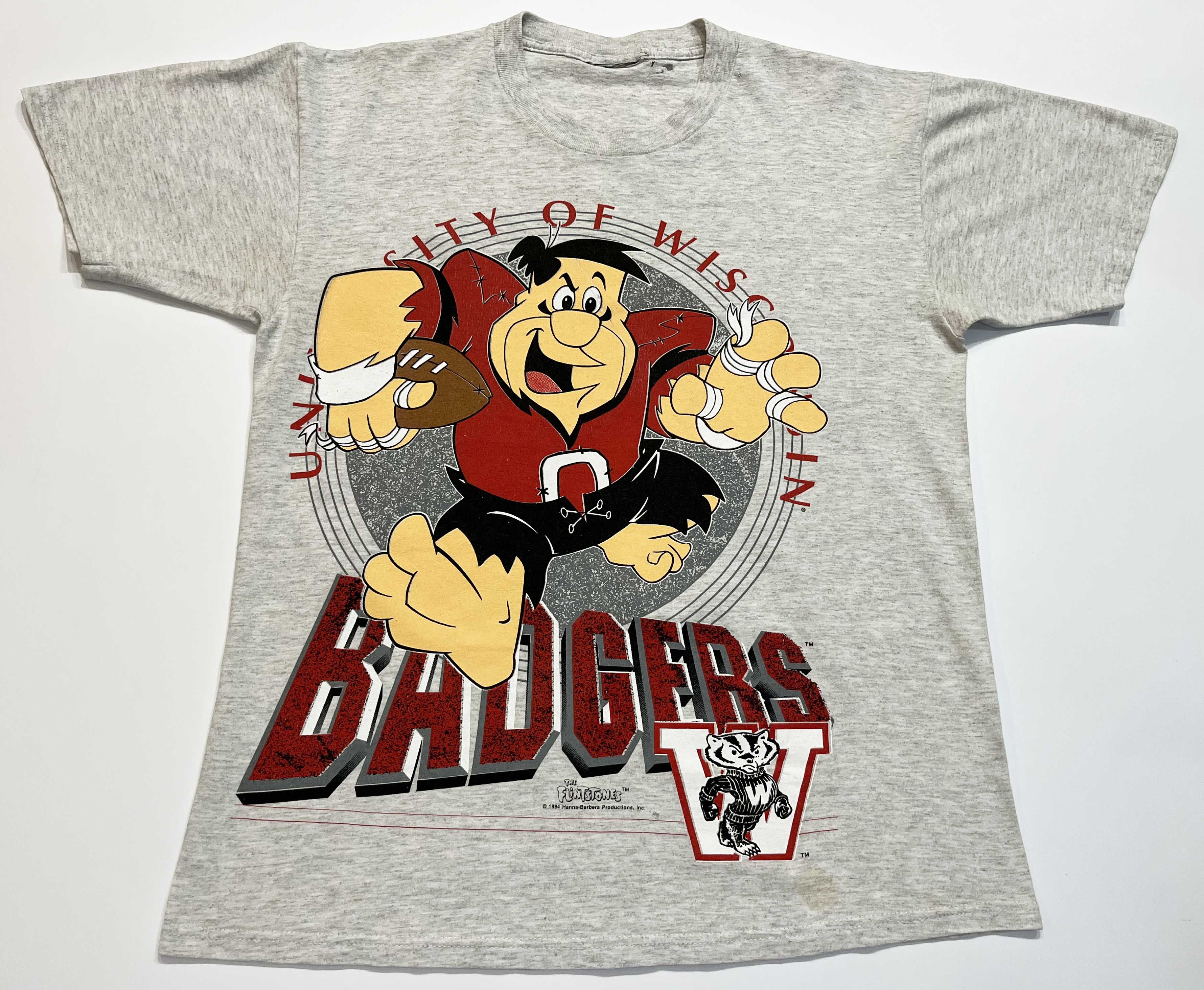 Vintage 1994 The Flintstones NCAA Wisconsin Badgers T-Shirt