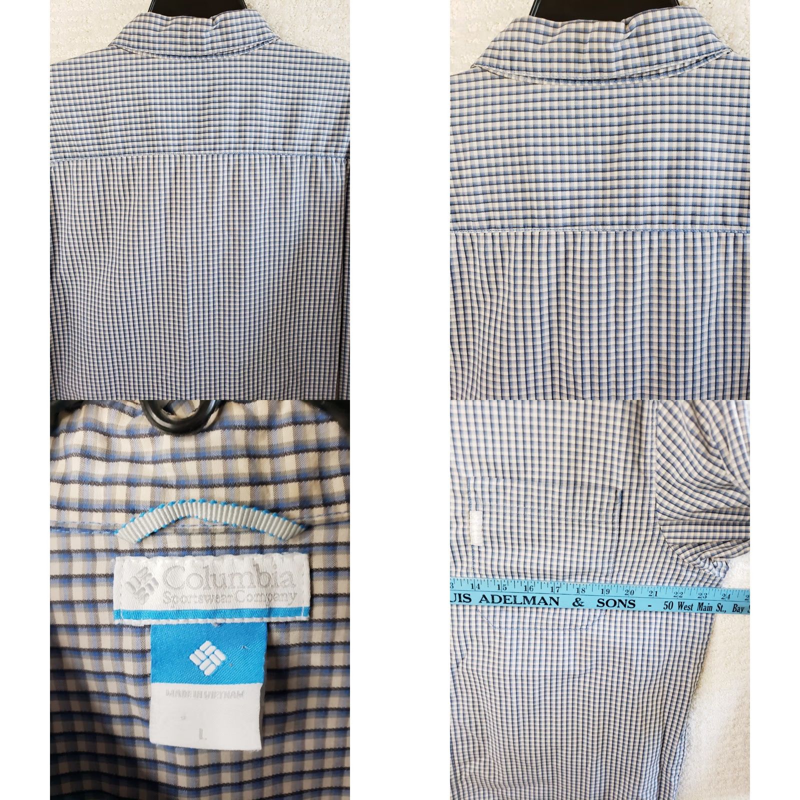 Vintage Columbia Button-Up Shirt Mens L Large Blue White Check Long Sleeve Casual Shirt Size US L / EU 52-54 / 3 - 8 Thumbnail