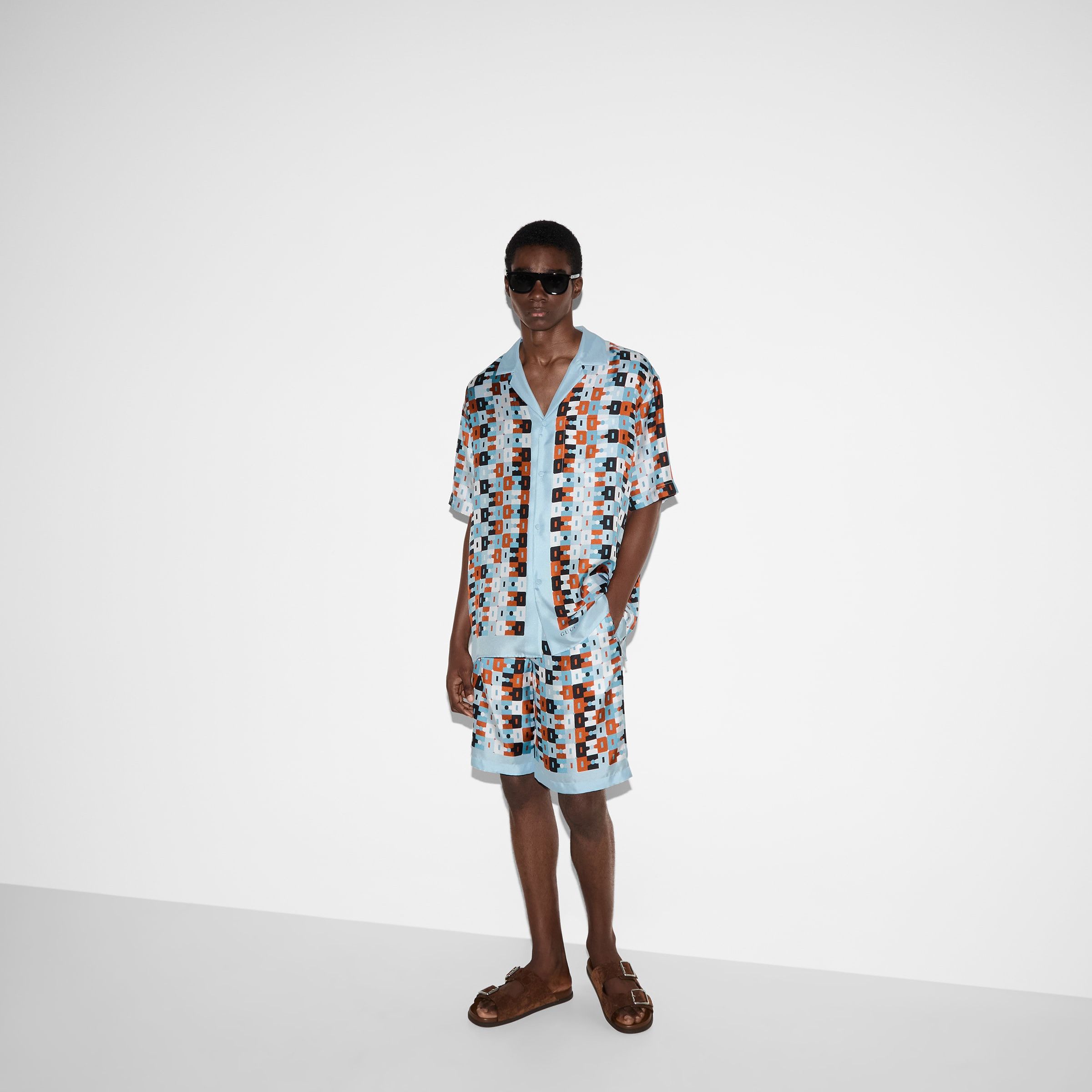 Gucci o1mt1gz0226 Printed Silk Twill Shorts in Multicolor Size US 30 / EU 46 - 6 Thumbnail
