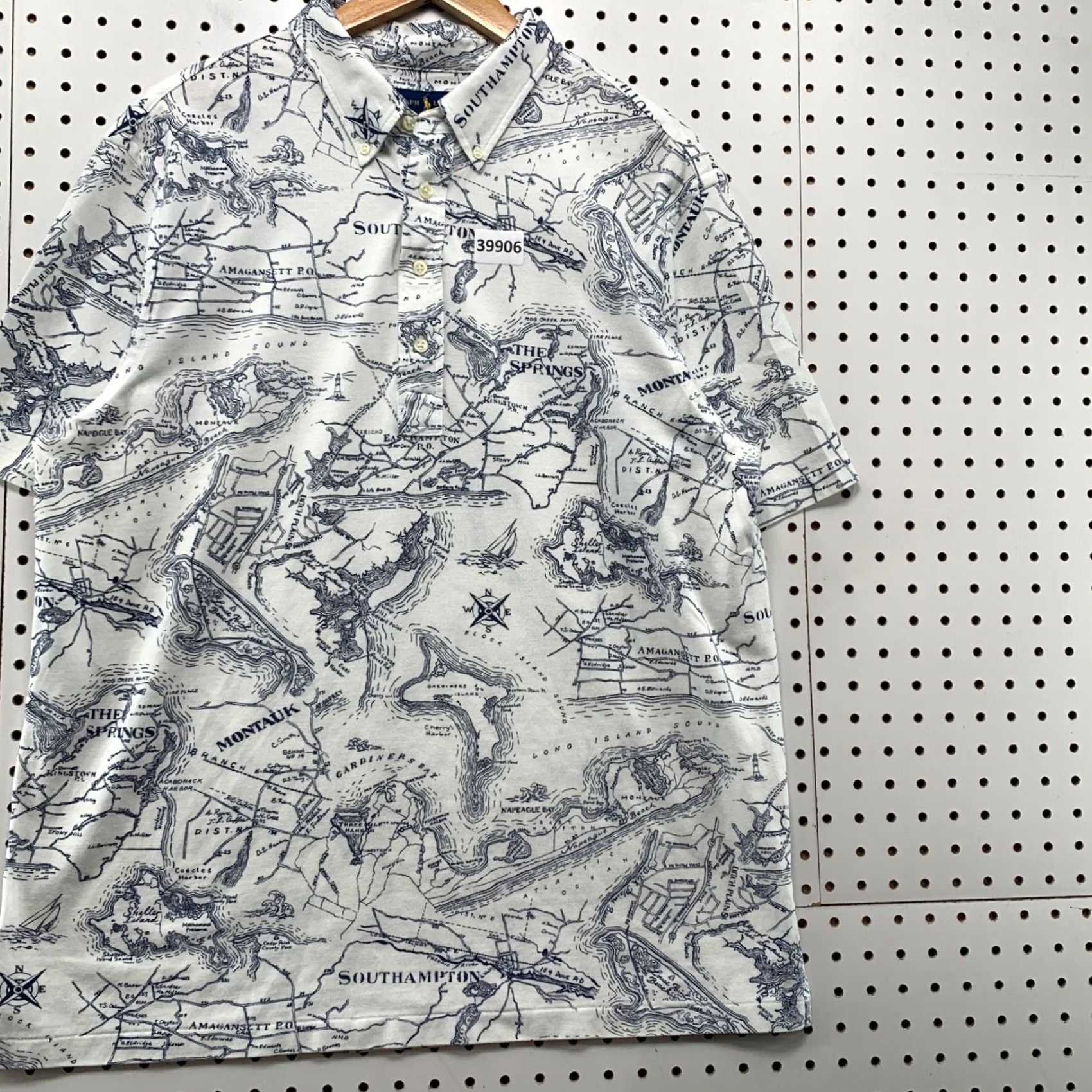 Ralph Lauren VINTAGE Ralph Lauren Shirt Mens XL White Collared Polo Hampton All Over Print 5x28 Size US XL / EU 56 / 4 - 4 Thumbnail