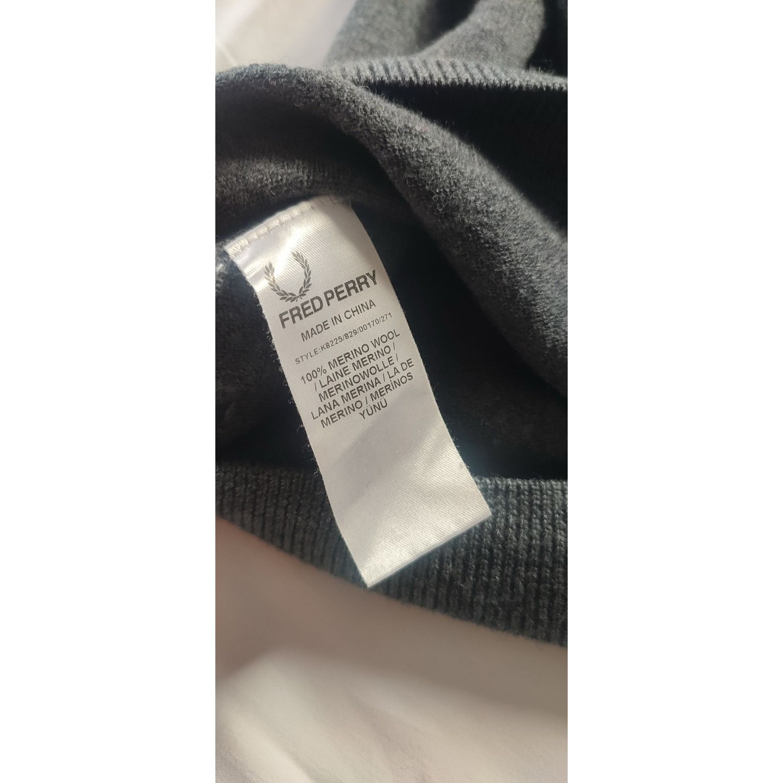 Fred Perry Fred Perry V-Neck Sweater, Dark Grey, Size M Size US M / EU 48-50 / 2 - 4 Thumbnail