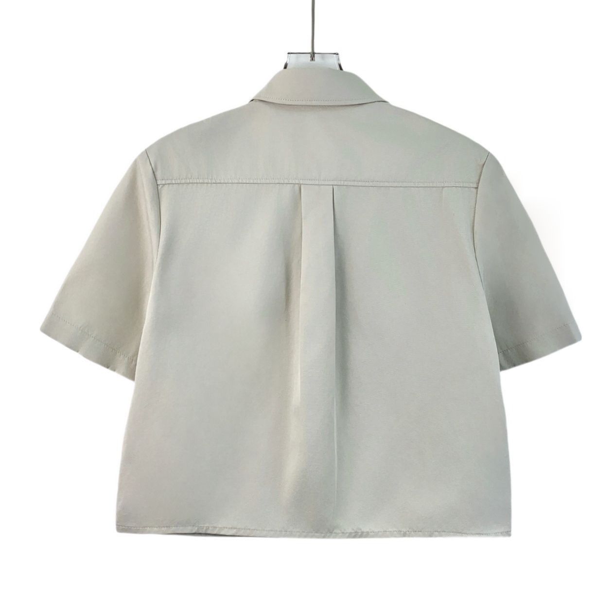 Miu Miu Miu Miu Beige Cotton Logo Utility Button-Up Shirt (Size M) Size S / US 4 / IT 40 - 8 Thumbnail