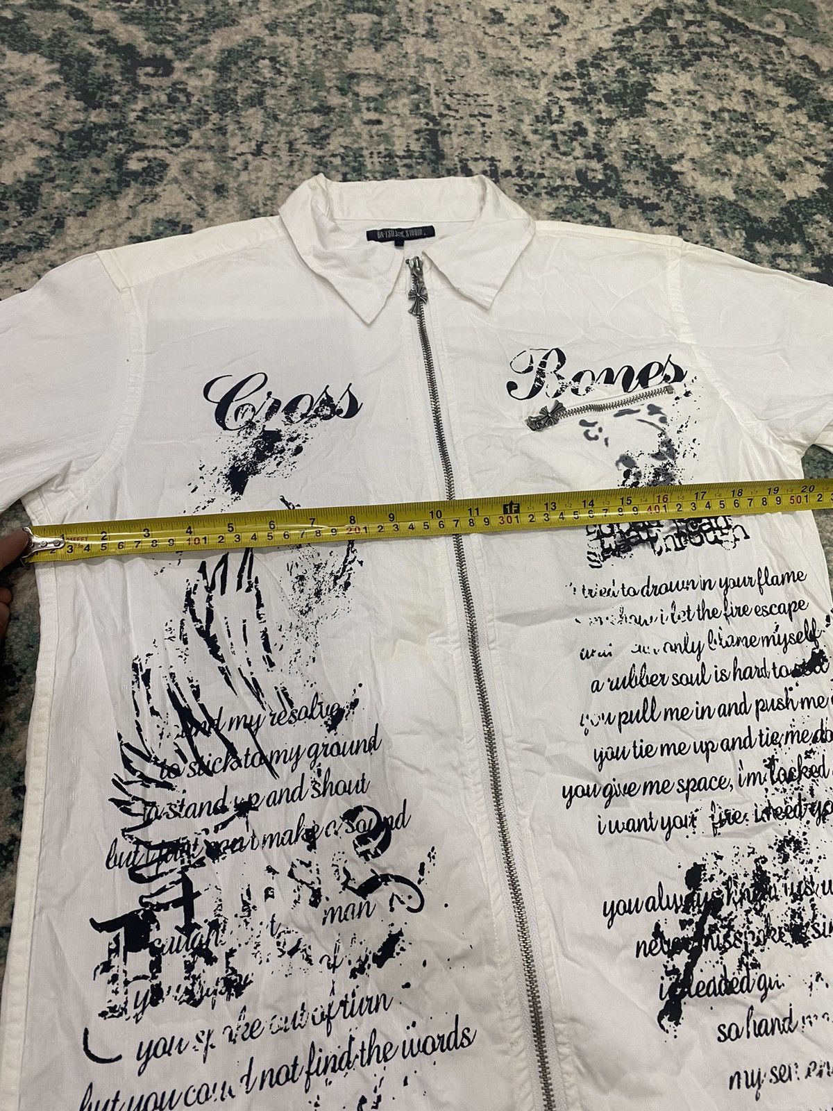 20471120 Bat-su Poem Japanese Skull Shirt Cross Zipper Shirt Size US M / EU 48-50 / 2 - 19 Thumbnail