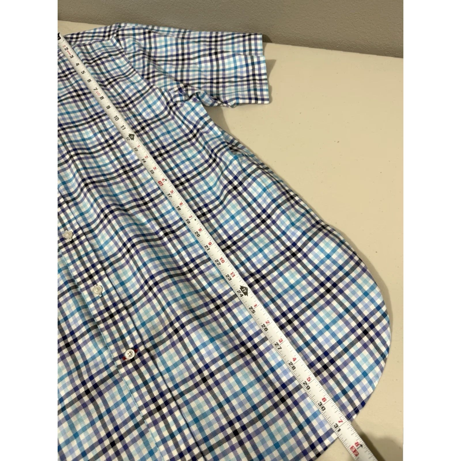 Cremieux Daniel Cremieux Shirt Mens L Blue Plaid Button-Down Short Sleeve Signature Collection Size US L / EU 52-54 / 3 - 3 Thumbnail
