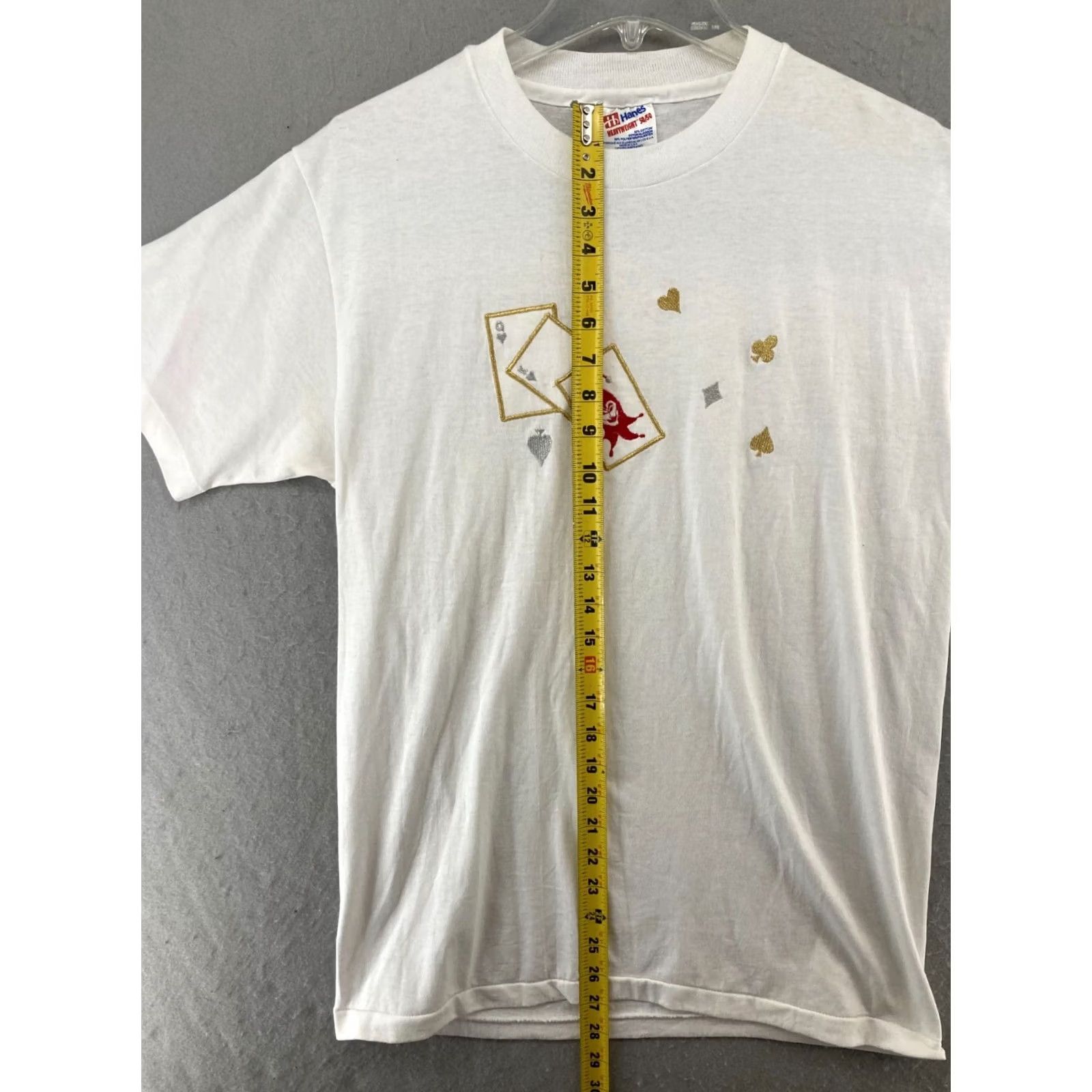 Hanes VINTAGE Hanes Poker TShirt Mens M White USA MADE Embroidered 90s Size US M / EU 48-50 / 2 - 3 Thumbnail