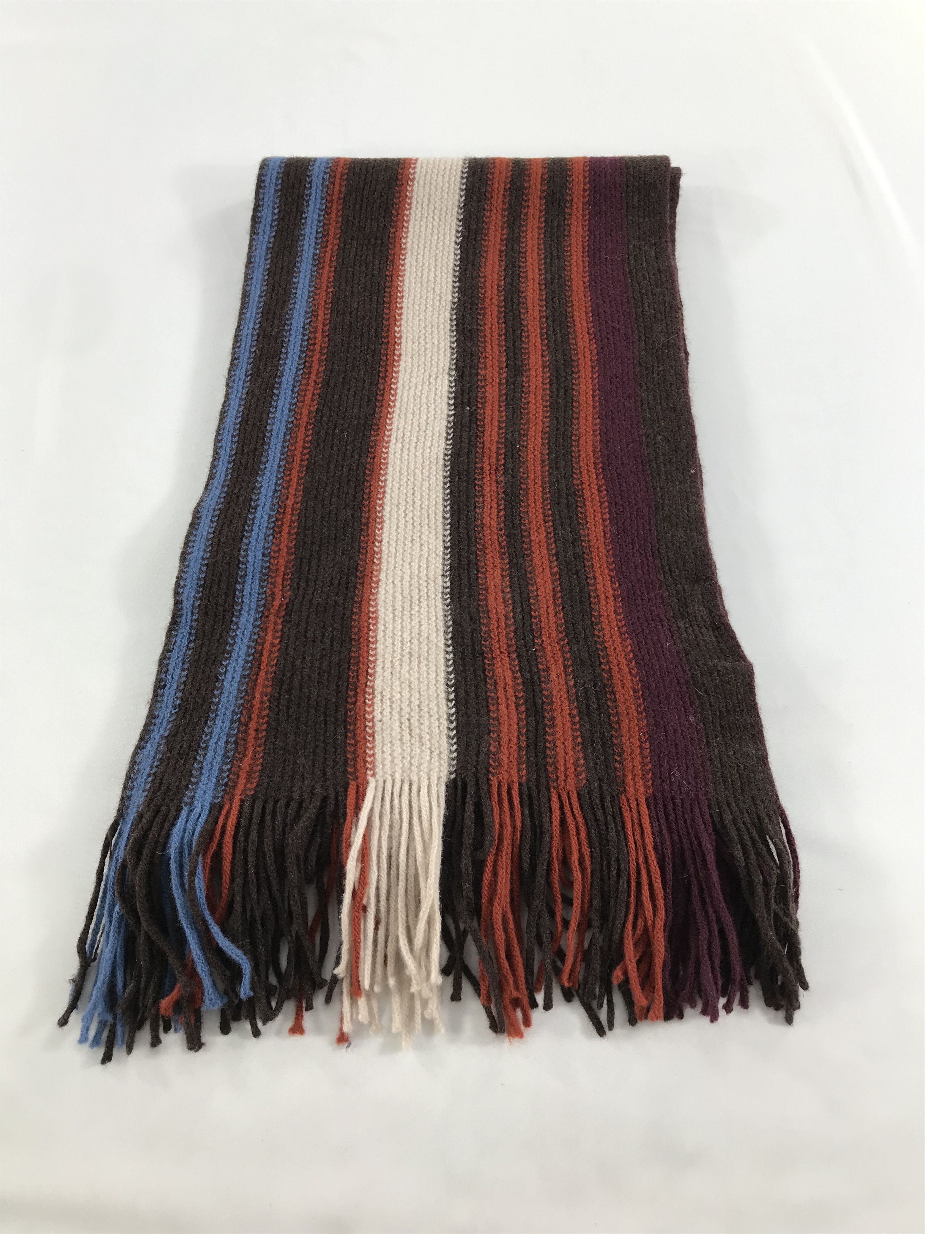 Massimo Dutti Massimo Dutti Striped Knit Wool Scarf Muffler V129 Size ONE SIZE - 2 Thumbnail
