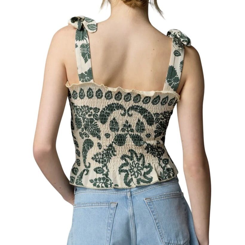 Sandro Sandro Ramatuelle Top in Cream/Green, Size US 0 Size XS / US 0-2 / IT 36-38 - 3 Thumbnail