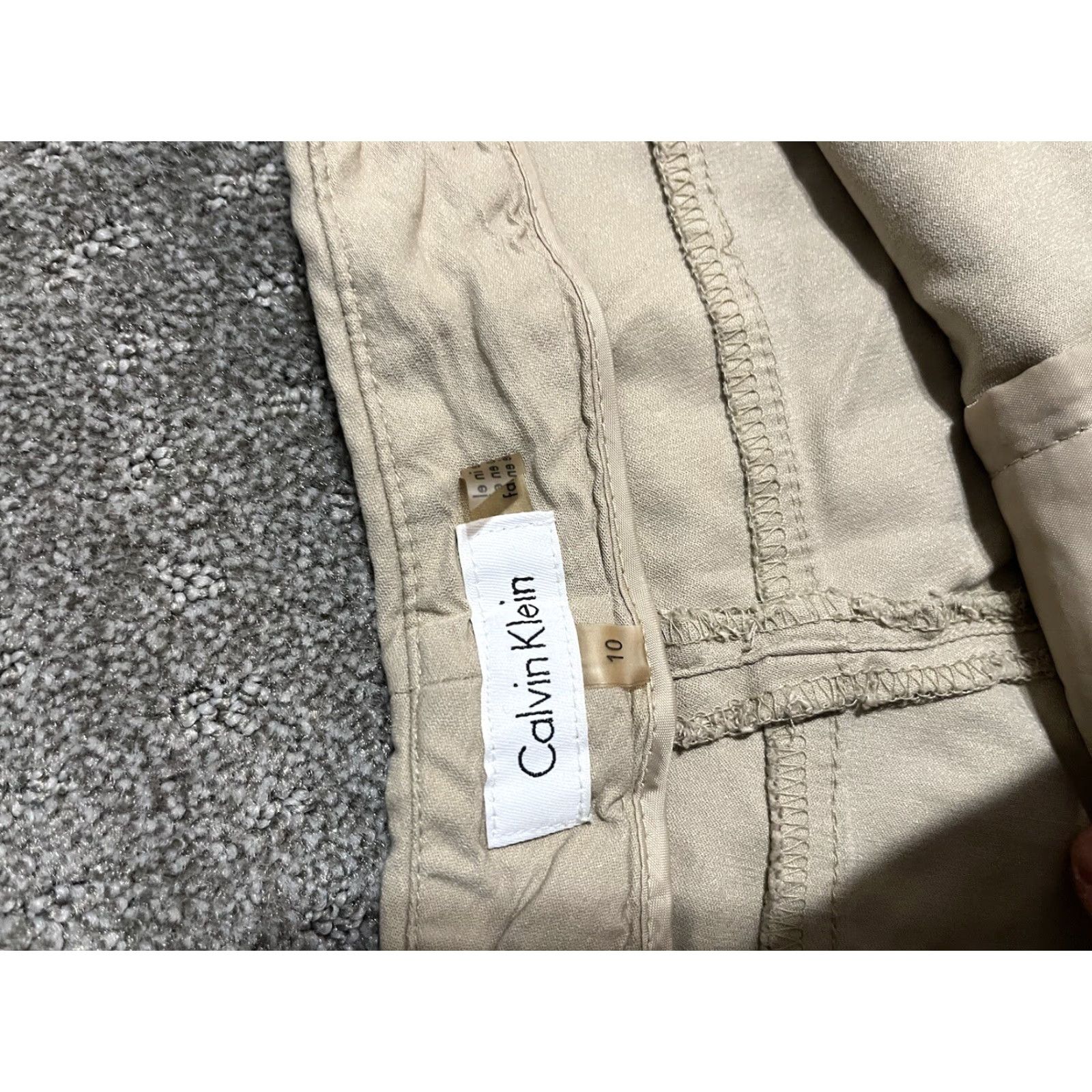 Calvin Klein Womens Calvin Klein Slim Leg Dress Pants Sz 10 Beige Rayon/Nylon/Spandex City Designer Slim Tapered Ankle Slits Wool? (Wait) Size 32" / US 10 / IT 46 - 5 Thumbnail