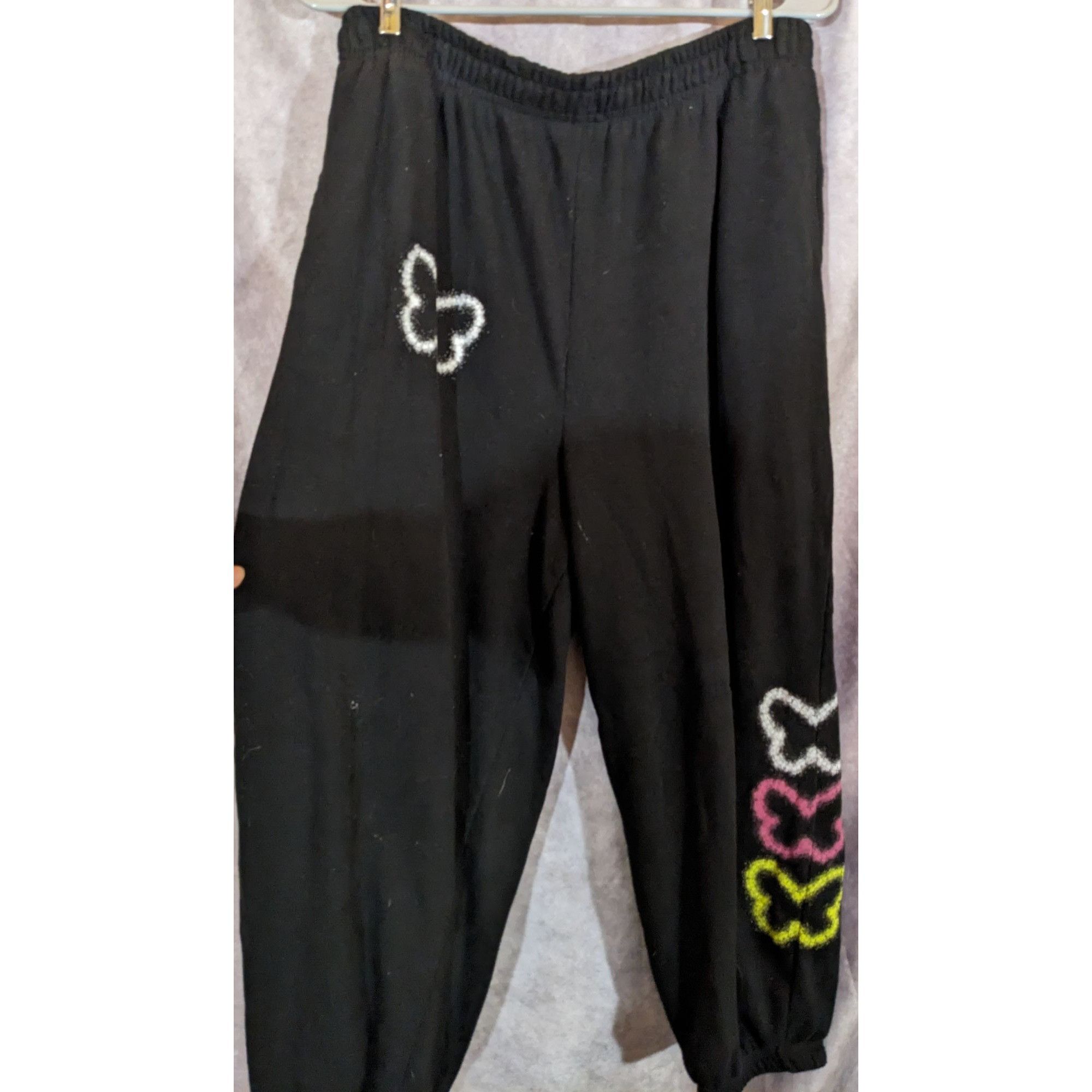 Other No Boundaries Black Joggers With Colorful Butterfly Designs Size 32" / US 10 / IT 46 - 1 Thumbnail