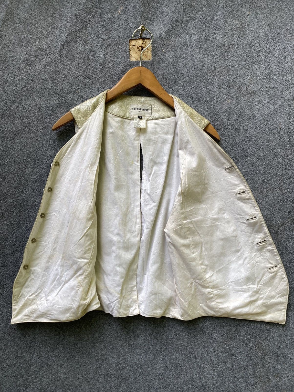 Dirk Bikkembergs Archive Dirk Bikkembergs Hommes Metallic Gold Leather Vest Size 46S - 8 Thumbnail