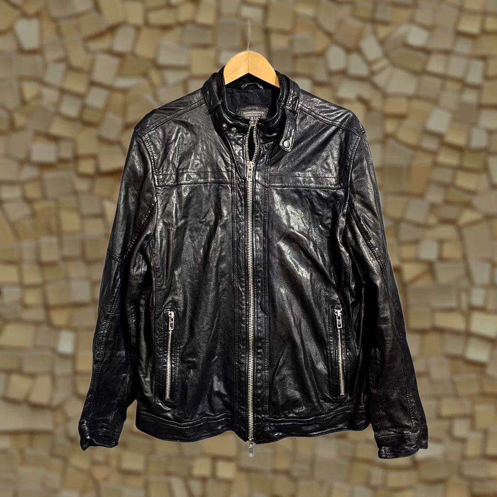 Allsaints VINTAGE AllSaints Jacket Mens Black XL Scorch Leather Biker Full Zip Size US XL / EU 56 / 4 - 1 Thumbnail