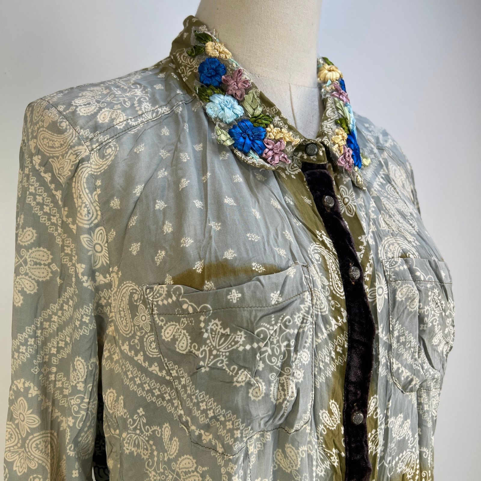 Anthropologie × Other Aratta Silent Journey Button Down Shirt Size M / US 6-8 / IT 42-44 - 4 Thumbnail