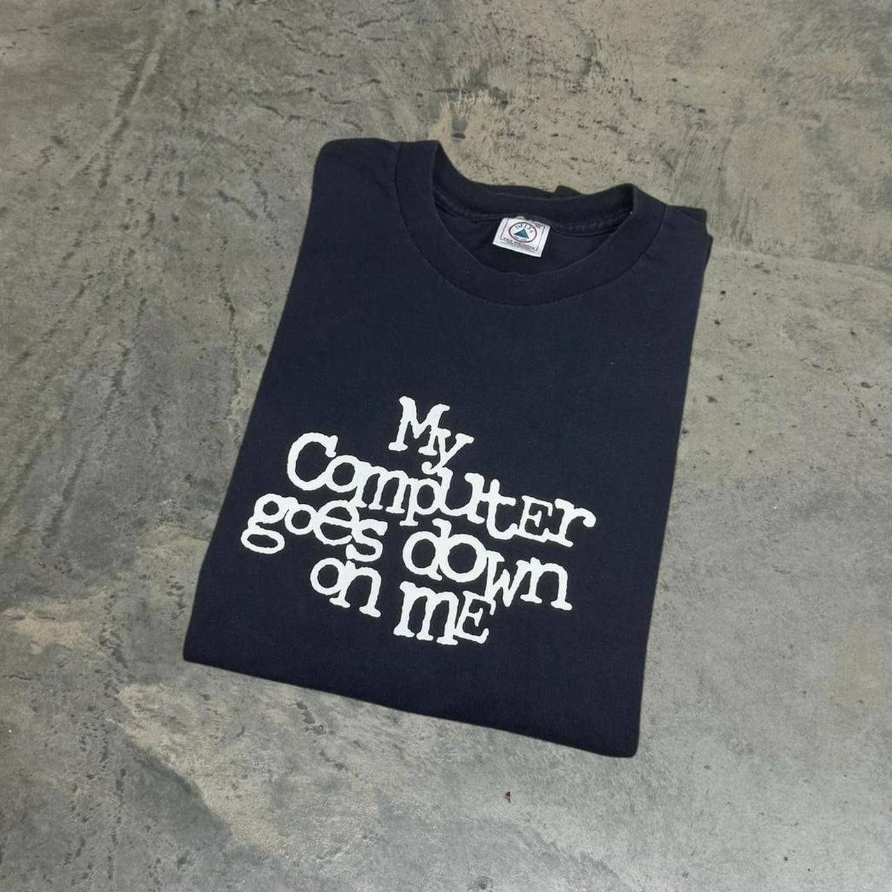 Delta × Vintage Vintage 90s "My Computer Goes Down On Me" T-Shirt Size US XL / EU 56 / 4 - 2 Thumbnail