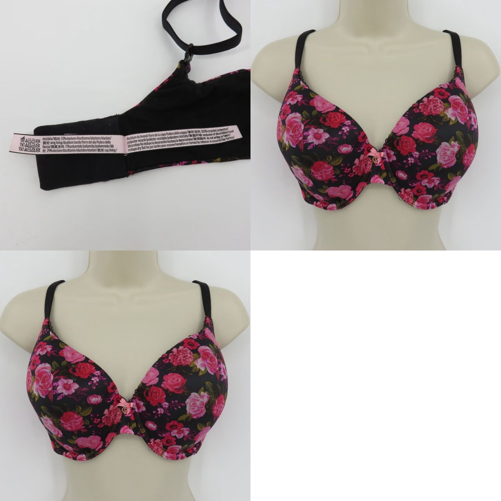 Victoria's Secret Victoria's Secret Bra 38D Pink Lined Perfect Coverage Underwire T-Shirt Floral 38 Band Womens Size ONE SIZE - 9 Thumbnail