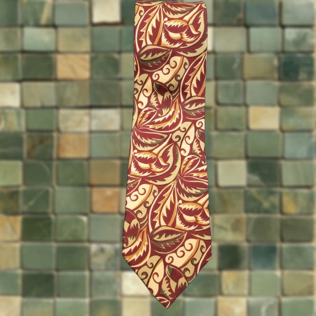 Joseph Abboud VINTAGE Joseph Abboud Tie Mens Red Green Floral 100% Silk Made in Italy Classic 57" Mens One Size Silk Floral Red Green Beige Gold Classic Mens Size ONE SIZE - 1 Thumbnail